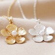Large Flower Pendant Necklace with Pearl in Silver with Gold Option