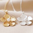 Large Flower Pendant Necklace with Pearl in Gold with Silver Option