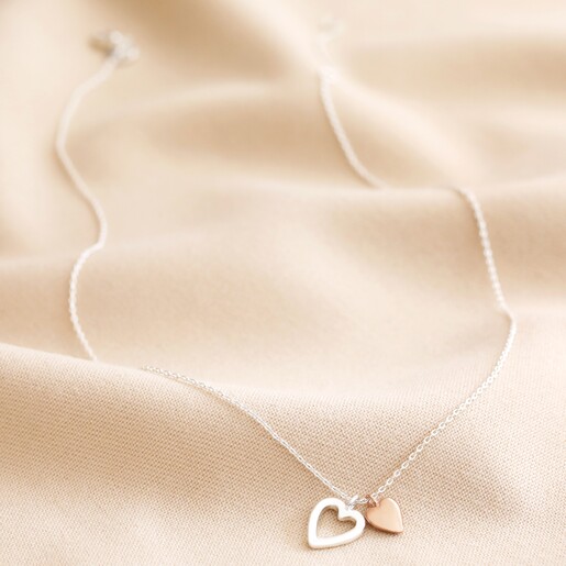 Mixed Metal Double Heart Necklace