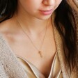 Birth Flower Pendant Necklace in Gold on Model