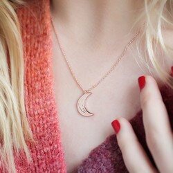 Constellation Moon Necklace in Rose Gold