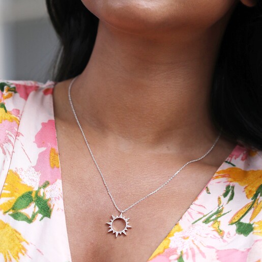 Silver sunburst clearance necklace