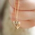 February Birthstone Heart Locket Necklace in Gold