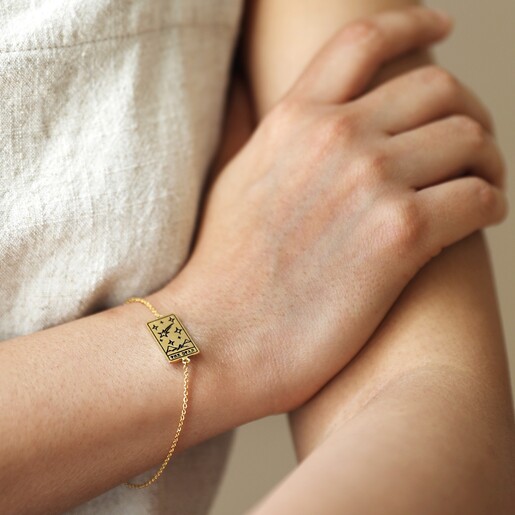 Gold The Star Tarot Card Bracelet on Model Gold The Star Tarot Card Bracelet on Model