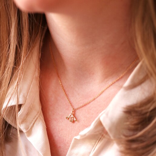 Lisa Angel Mistletoe Necklace in Gold on Model