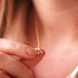 Model Wearing Mistletoe Necklace in Gold