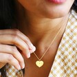 Model Wearing Lisa Angel Gold Personalised Scalloped Edge Heart Necklace