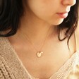 Pale Pink Personalised Tiny Enamel Heart Necklace on Model