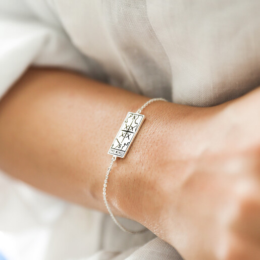 Silver The World Tarot Card Bracelet on Model