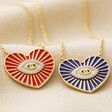 Red Evil Eye Heart Pendant Necklace in Gold With Navy Option