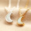 Opal Moon Charm Necklace in Silver and Gold