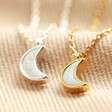 Opal Moon Charm Necklace in Gold and Silver