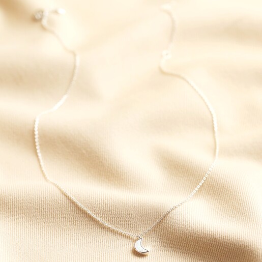 Full Necklace Full Opal Moon Charm Necklace in Silver