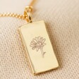 Clean Engraved Personalised Birth Flower Tiny Tag Pendant Necklace