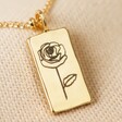 Engraved Personalised Birth Flower Tiny Tag Pendant Necklace