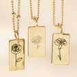Three Hanging Personalised Birth Flower Tiny Tag Pendant Necklaces