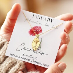 Personalised Gold Sterling Silver Cast Birth Flower Necklace
