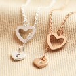 Personalised Mismatched Heart Lariat Necklace in Silver and Rose Gold