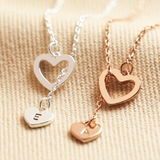 Personalised Mismatched Heart Lariat Necklace