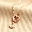 Personalised Mismatched Heart Lariat Necklace in Rose Gold