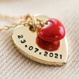 Close Up of Red Personalised Tiny Enamel Heart Necklace