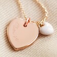 Close Up of Pale Pink Personalised Tiny Enamel Heart Necklace