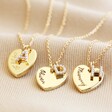 Personalised Tiny Pearl Initial and Heart Charm Necklace in Gold on Fabric