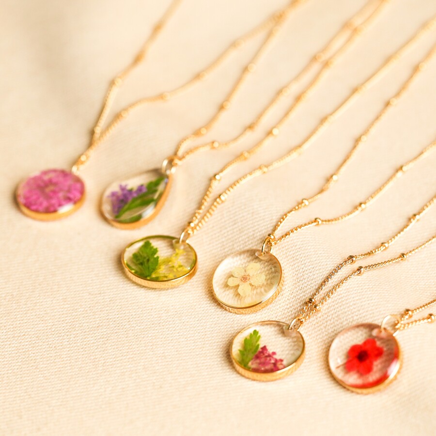 Real Pressed Birth Flower Necklace in Gold | Lisa Angel