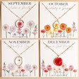Lisa Angel September, October, November and December Real Pressed Flower Pendant Necklaces in Gold