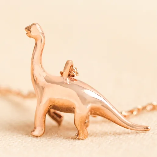 Rose Gold Diplodocus Charm Necklace