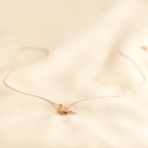 Lisa Angel Ladies' Rose Gold Diplodocus Charm Necklace