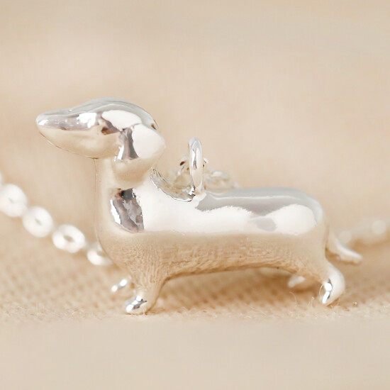 Silver Sausage Dog Necklace