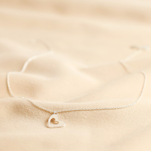 full chain length for Set of 2 Friendship Heart Pendant Necklaces in Silver