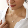 Lisa Angel Ladies' Silver T-Rex Charm Necklace on model