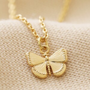 Tiny Butterfly Pendant Necklace in Gold