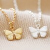 Tiny Butterfly Pendant Necklace in Silver with Gold Option