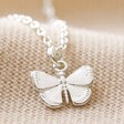 Close Up of Tiny Butterfly Pendant Necklace in Silver