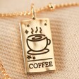 Tiny Hammered Coffee Novelty Oracle Card Pendant Necklace