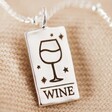 Tiny Hammered Wine Novelty Oracle Card Pendant Necklace