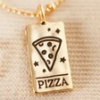 Tiny Hammered Pizza Novelty Oracle Card Pendant Necklace