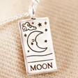 Tiny Hammered Moon Oracle Card Pendant Necklace