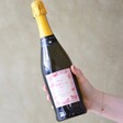 Model Holding Bottle of Personalised Bees and Butterflies Mother's Day Prosecco
