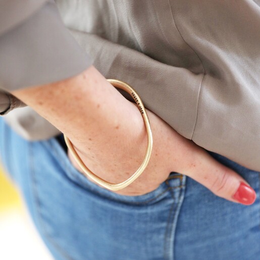 Model Wearing Unique Personalised Organic Shape Bangle