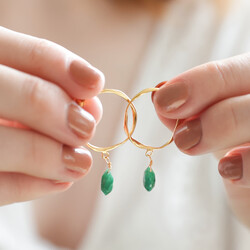 Gold Sterling Silver Gemstone Hoop Earrings