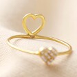 Crystal Heart Front on the Gold Sterling Silver Hidden Heart Ring