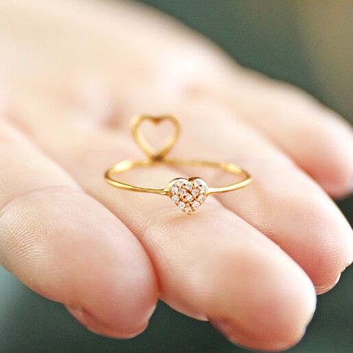 Silver and sale gold heart ring