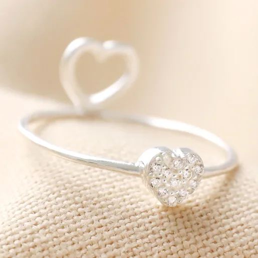 Crystal Heart Front on the Sterling Silver Hidden Heart Ring