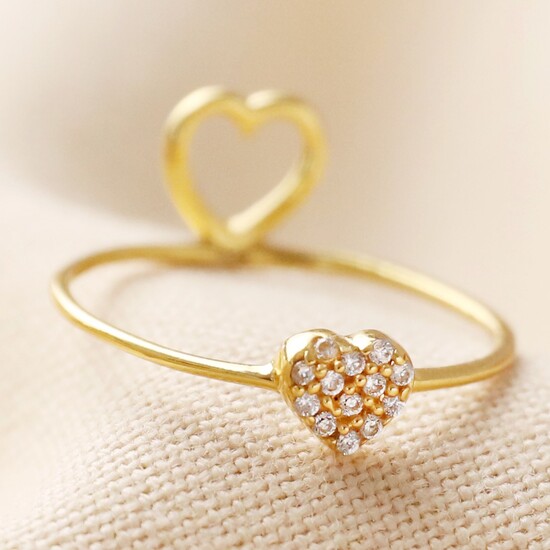 Gold Sterling Silver Hidden Heart Ring - M/L