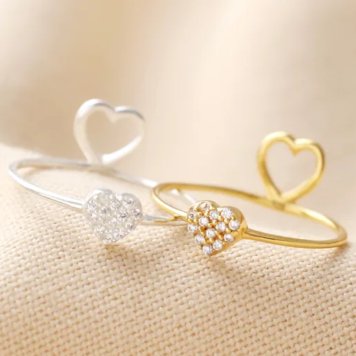 Sterling Silver Hidden Heart Rings in Silver and Gold