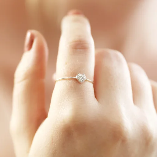 Model Wearing Sterling Silver Hidden Heart Ring